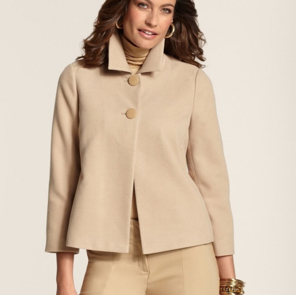 Chico's Smooth Plush Camel Swing Jacket Blazer 12
